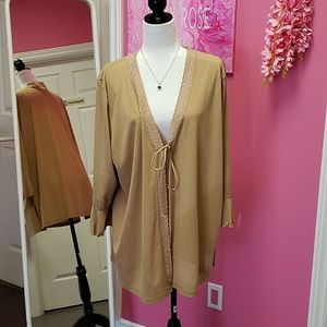 PS CAREER Beige Tie Blouse  Size 3X